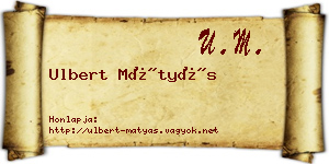 Ulbert Mátyás névjegykártya